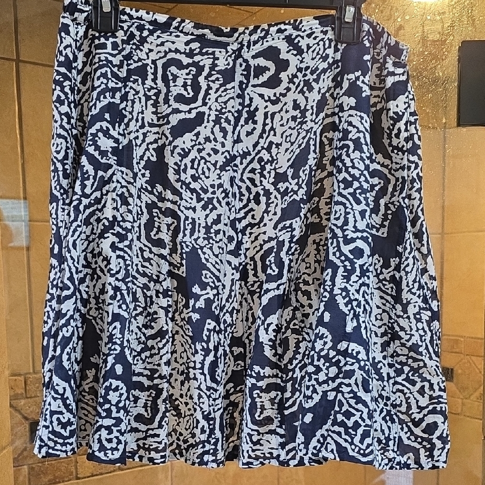 Chico's Black and White A-Line Knee-Length Skirt